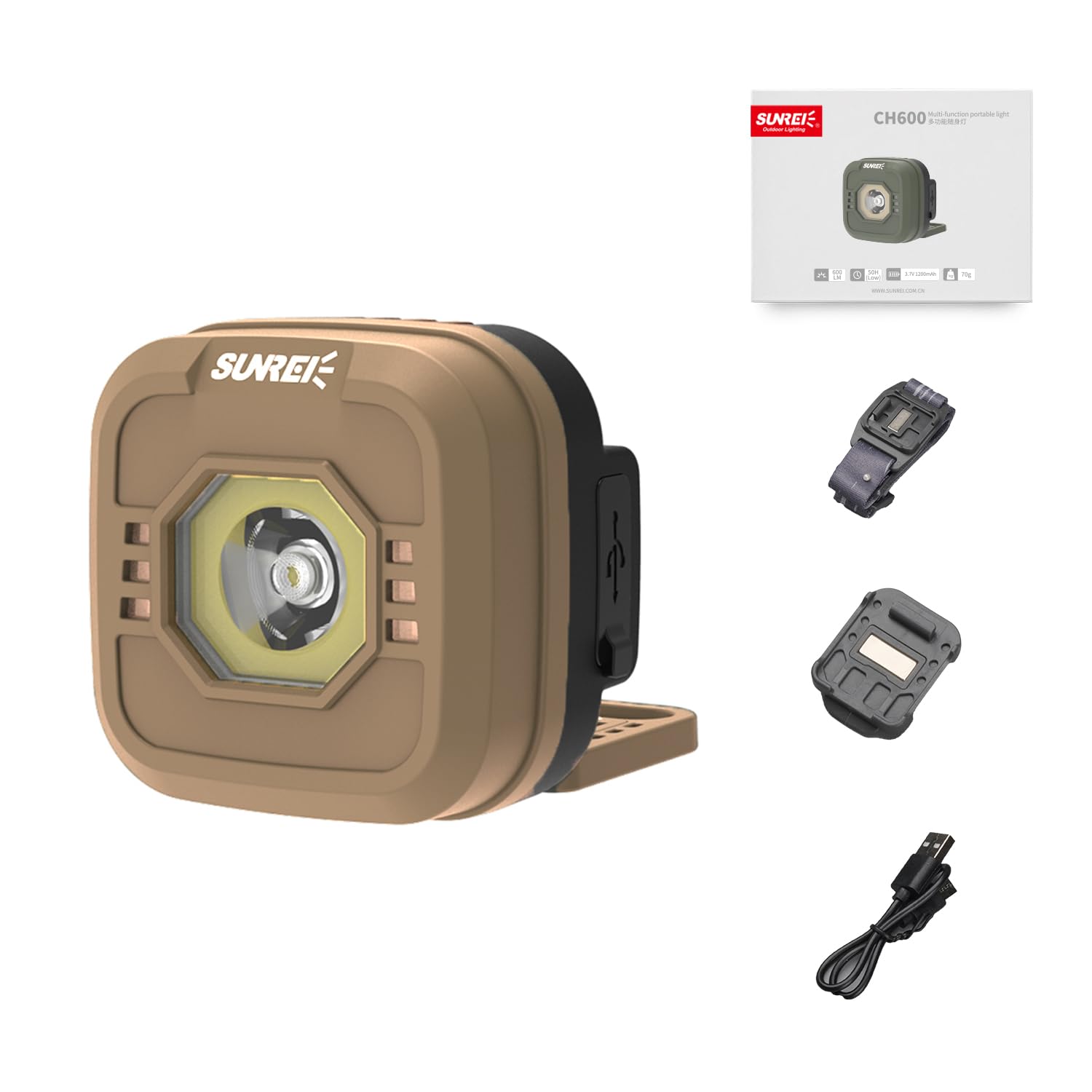SUNREI Outdoor Rechargeable Mini EDC Light with 4 Modes, Stepless